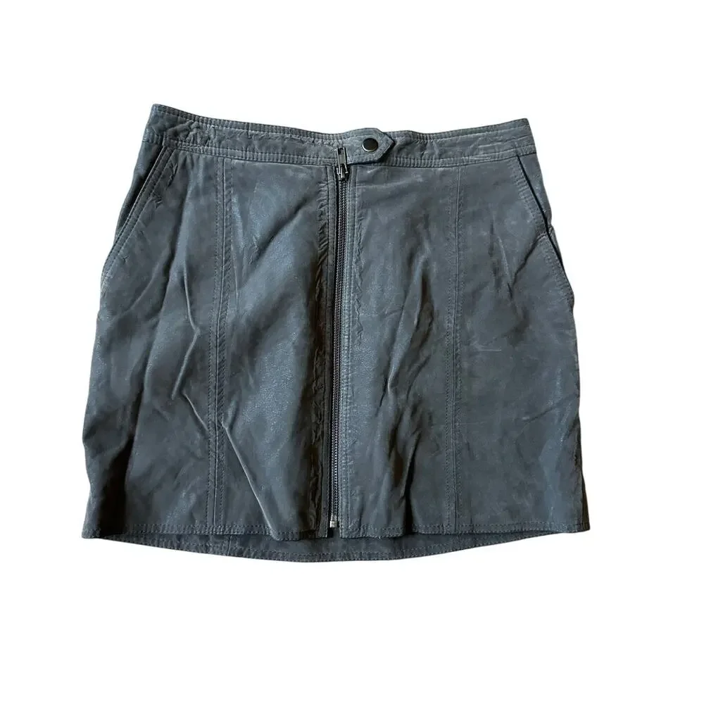Free People Get Into the Grove Faux Suede Gray Mini Skirt size 6